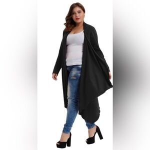 Elegant Grey Women's Long Cardigan Sweater